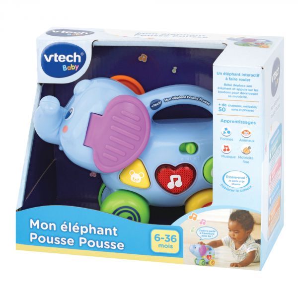 Jouet musical Éléphant pousse pousse interactif