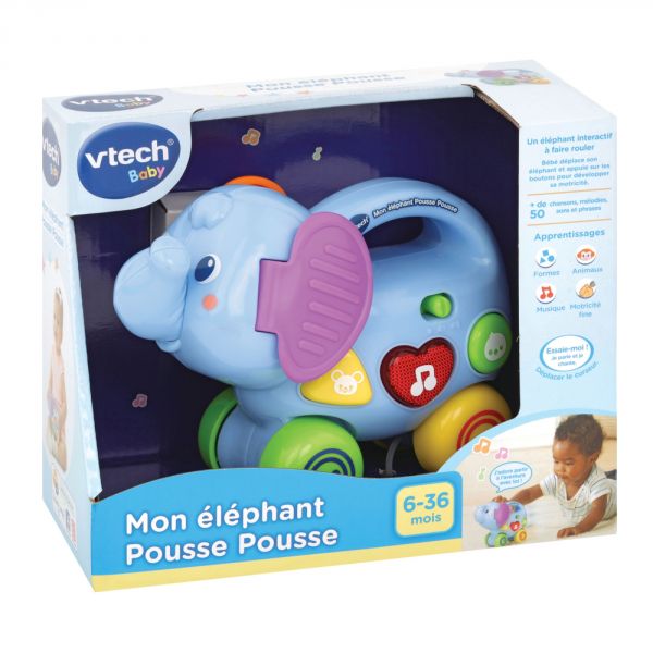 Jouet musical Éléphant pousse pousse interactif