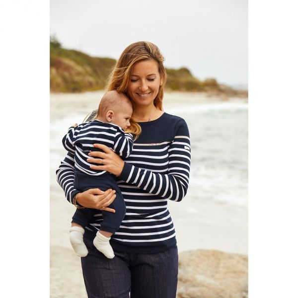 Marinière bébé Morgat marine blanc Taille 3/6 mois