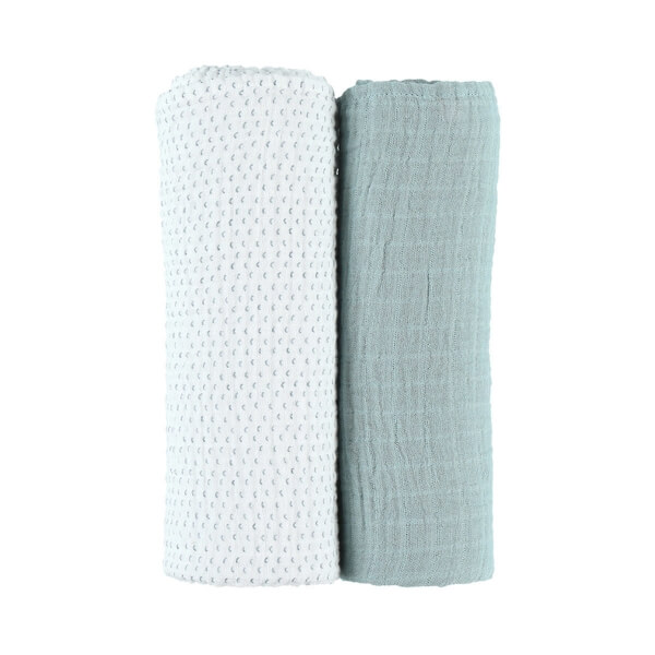 Lot de 2 draps housse coton bio bleu 60 x 120 cm Moris & Sacha