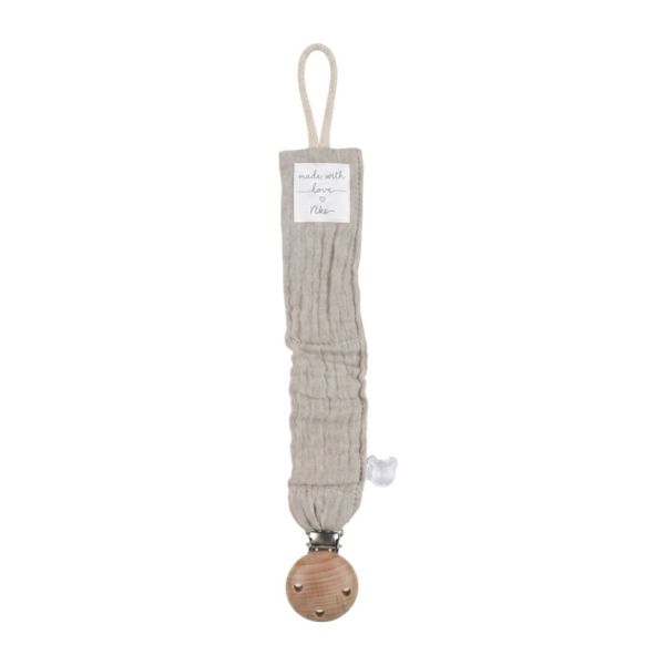 Attache-tétine universelle en coton bio Beige