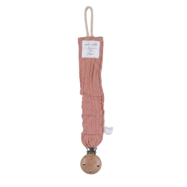 Attache-tétine universelle en coton bio Rose