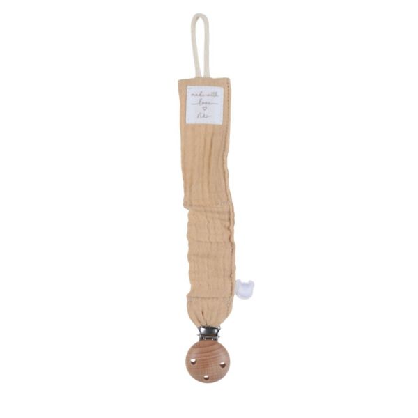Attache-tétine universelle en coton bio Sable