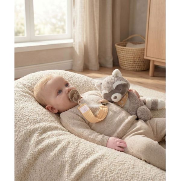 Attache-tétine universelle en coton bio Sable