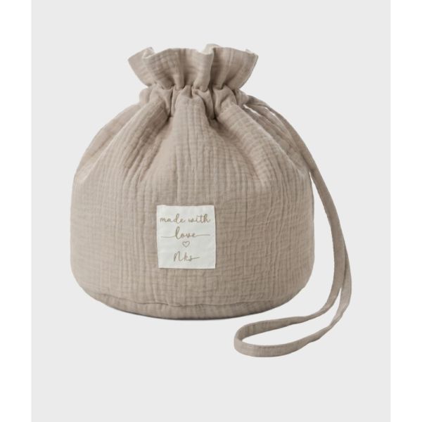 Panier de rangement nomade en coton bio Beige