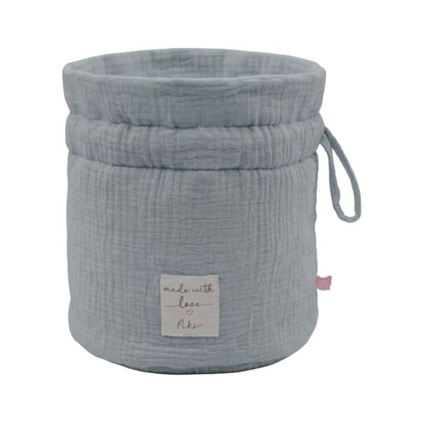 Panier de rangement nomade en coton bio Bleu