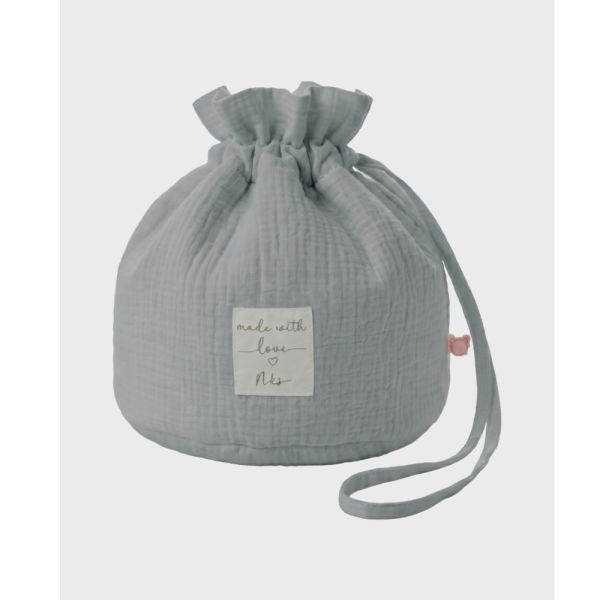 Panier de rangement nomade en coton bio Bleu