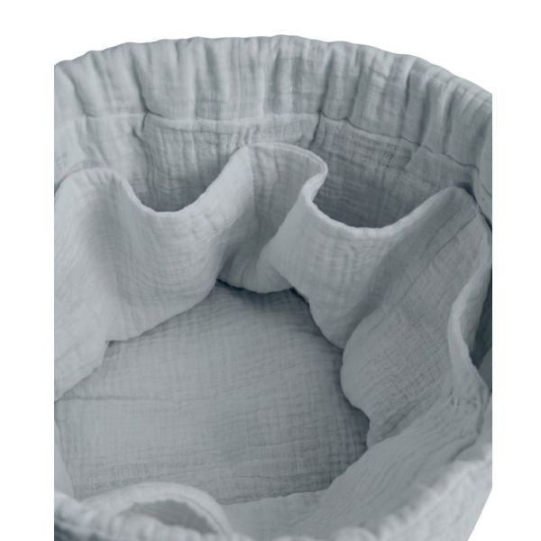 Panier de rangement nomade en coton bio Bleu
