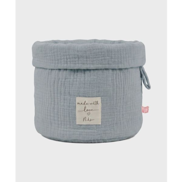 Panier de rangement nomade en coton bio Bleu