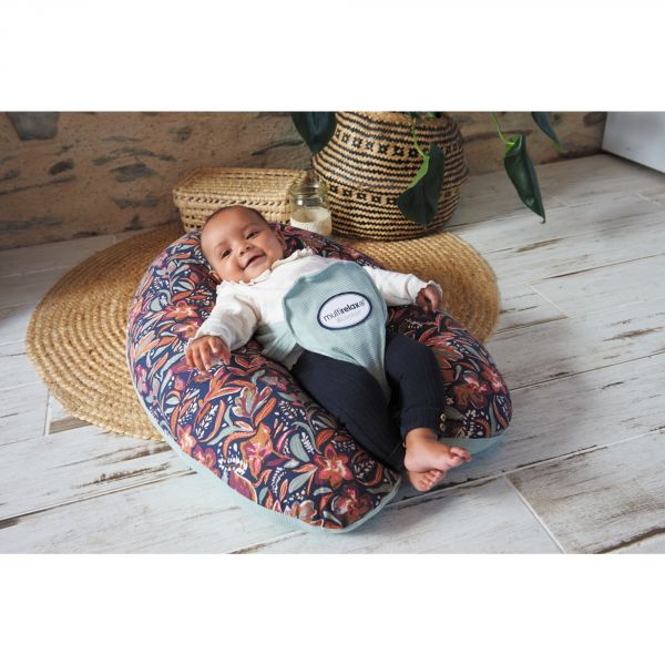 Coussin d'allaitement Multirelax+ jersey floral / vert de gris