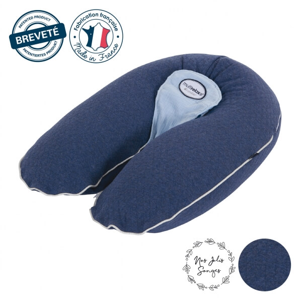 Coussin d'allaitement Plus Jersey matelassé bleu