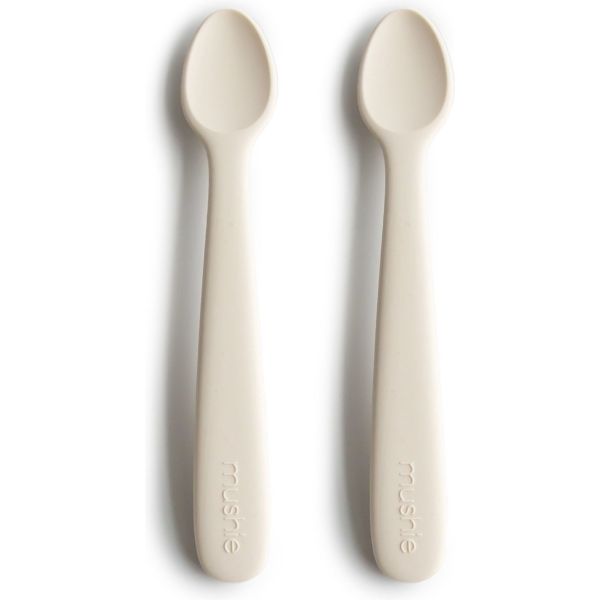 Lot de 2 cuillères bébé en silicone - Ivoire