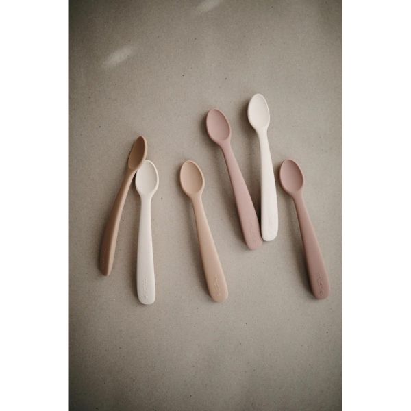 Lot de 2 cuillères bébé en silicone - Soft Lila