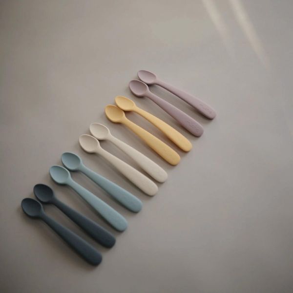 Lot de 2 cuillères bébé en silicone - Soft Lila