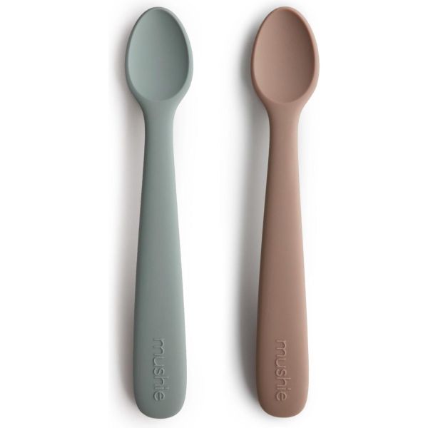 Lot de 2 cuillères bébé en silicone - Pierre / Mauve nuageux