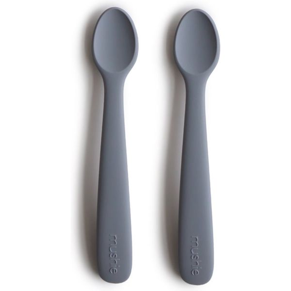Lot de 2 cuillères bébé en silicone - gris