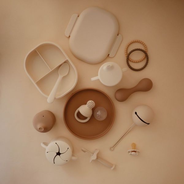 Lot de 2 sucettes grignoteuses silicone - Beige sable