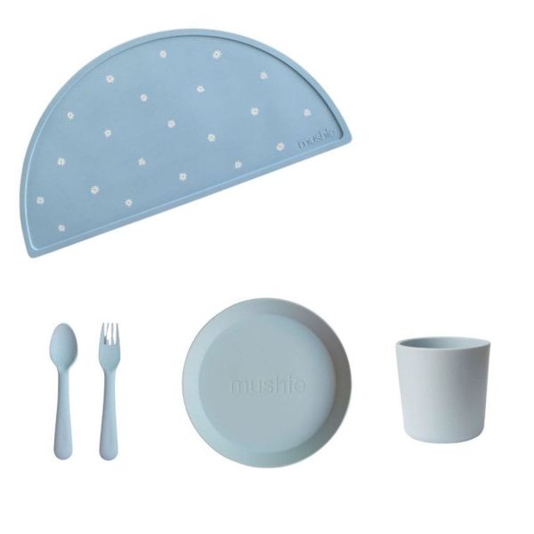 Coffret repas en silicone - Poudre Bleu (5 pièces)
