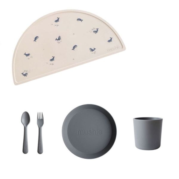 Coffret repas en silicone - Gris (5 pièces)