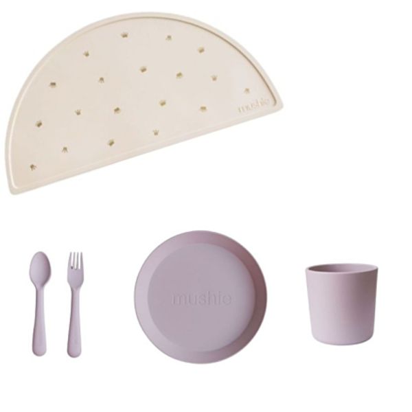 Coffret repas en silicone - Soft Lila (5 pièces)