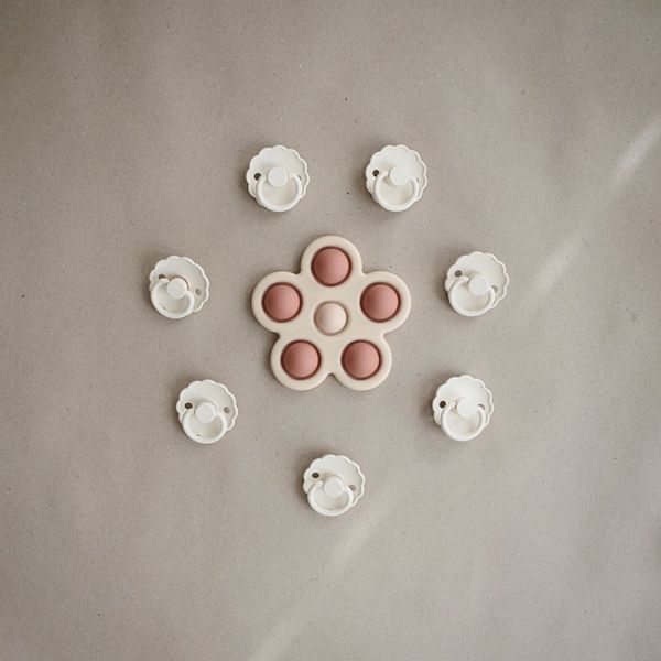 Anneau de dentition fleur - Rose / Blush / Beige sable