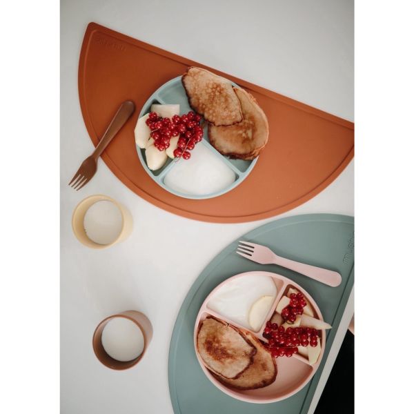 Assiette à compartiment en silicone - Blush