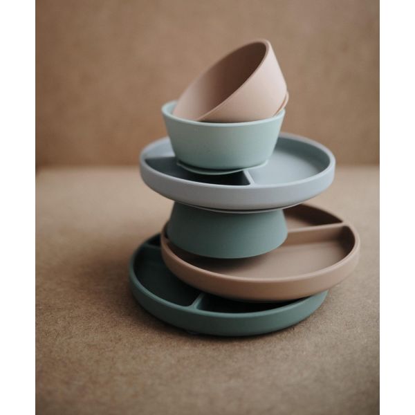 Assiette à compartiment en silicone - Blush