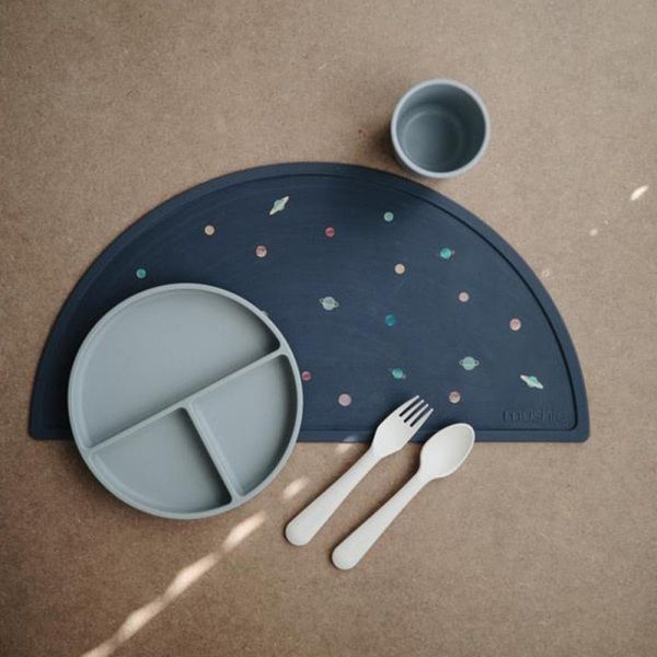 Assiette à compartiment en silicone - Cambridge blue