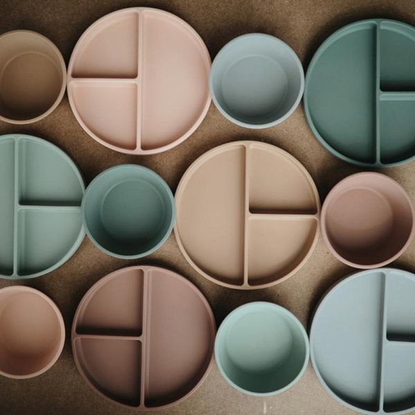 Assiette à compartiment en silicone - Cambridge blue