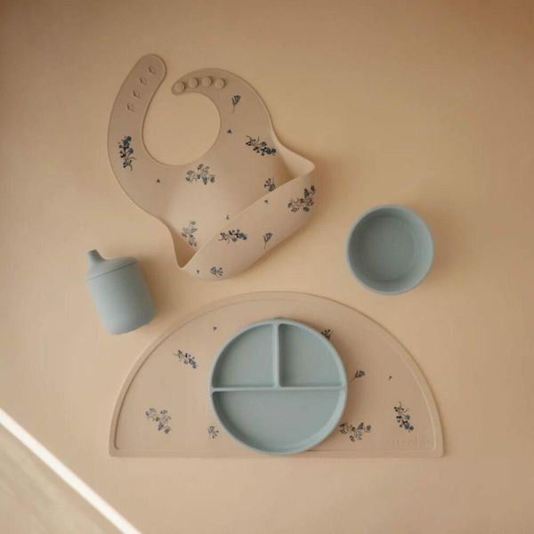 Assiette à compartiment en silicone - Powder Blue