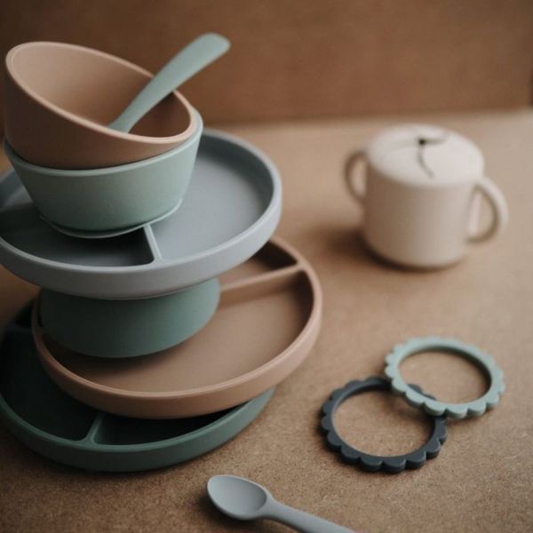 Assiette à compartiment en silicone - Stone