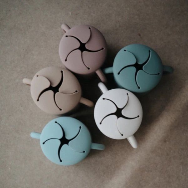 Boîte à goûter en silicone avec poignées - Cambridge blue