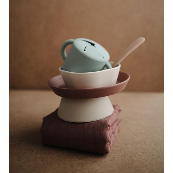 Boîte à goûter en silicone avec poignées - Cloudy Mauve