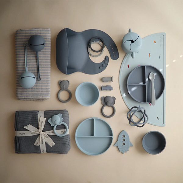Boîte à goûter en silicone avec poignées - Powder Blue