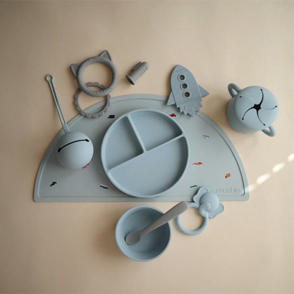 Boîte à goûter en silicone avec poignées - Powder Blue