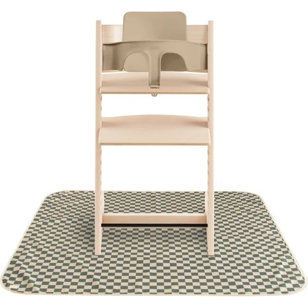 Tapis sous chaise haute anti-éclaboussures - Olive Check