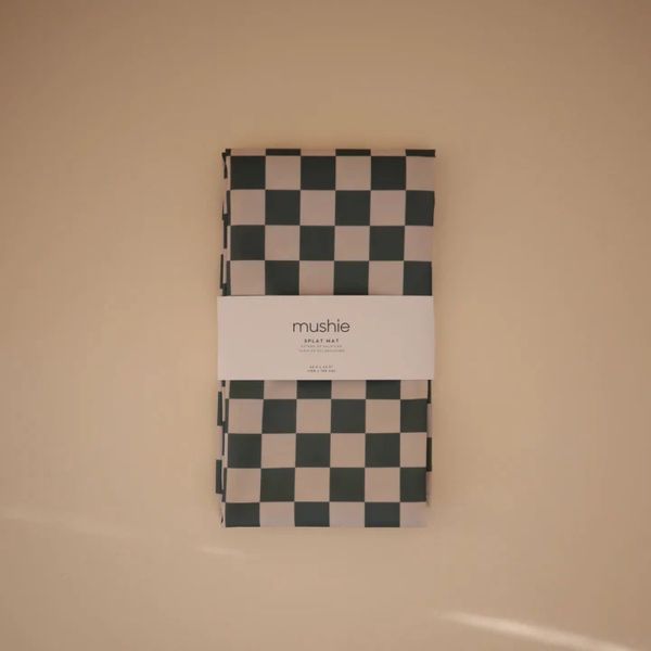Tapis sous chaise haute anti-éclaboussures - Olive Check