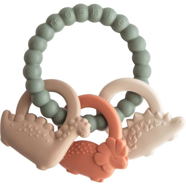 Anneau de dentition porte-clés en silicone - Dino