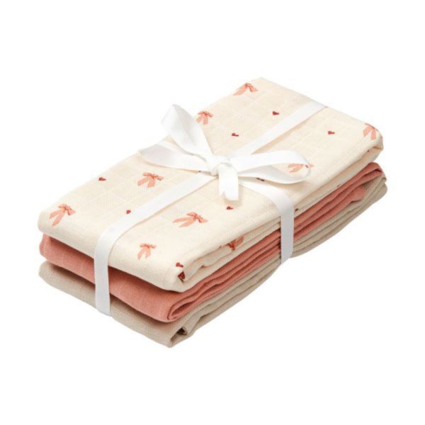 Lot de 3 langes en coton Bows