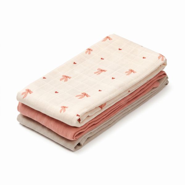 Lot de 3 langes en coton Bows