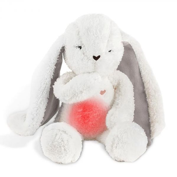 Peluche Lapin veilleuse et bruits blancs Ecru-Grey