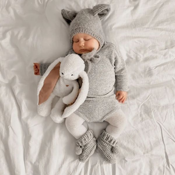 Peluche Lapin veilleuse et bruits blancs Ecru-Rouge