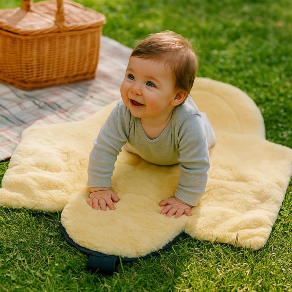 Chancelière pour siège-auto bébé en peau d'agneau NAADJA - Sable