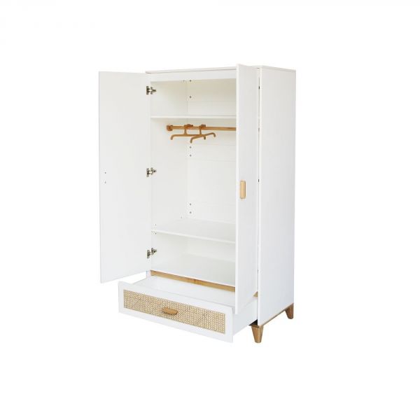 Armoire Nami cannage de rotin neige