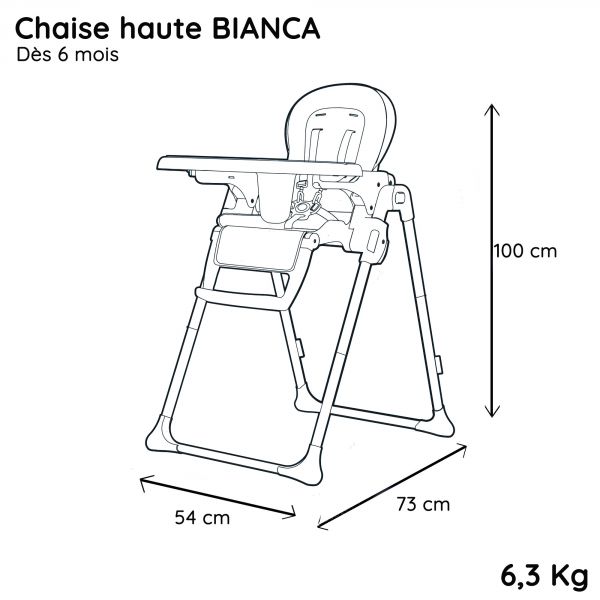 Chaise haute BIANCA gris