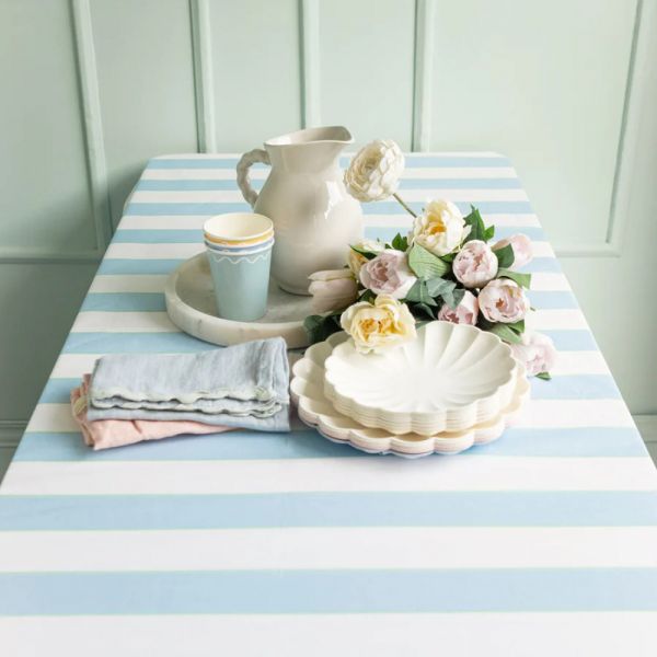 Nappe en papier à rayures Bleu