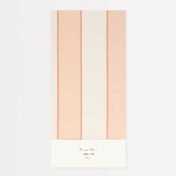 Nappe en papier à rayures Pêche