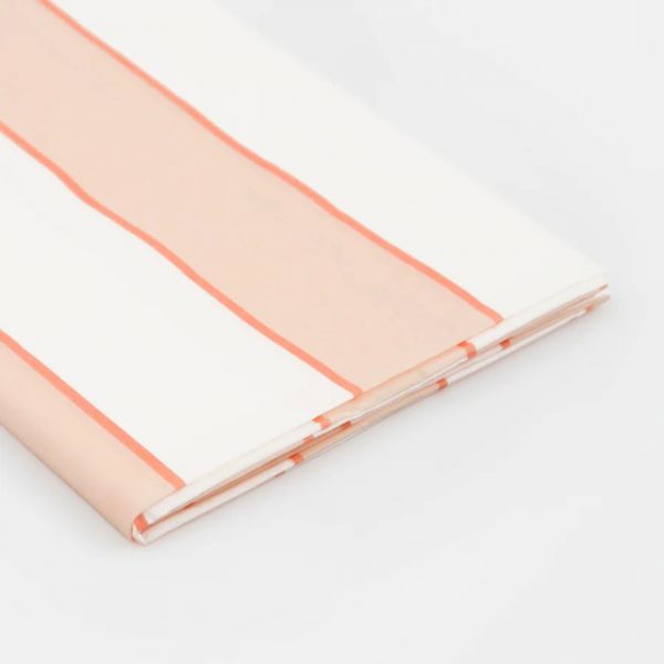 Nappe en papier à rayures Pêche