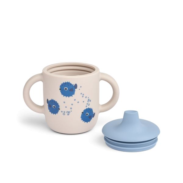 Tasse d'apprentissage à bec silicone 150 ml Neil Pufferfish Sandy
