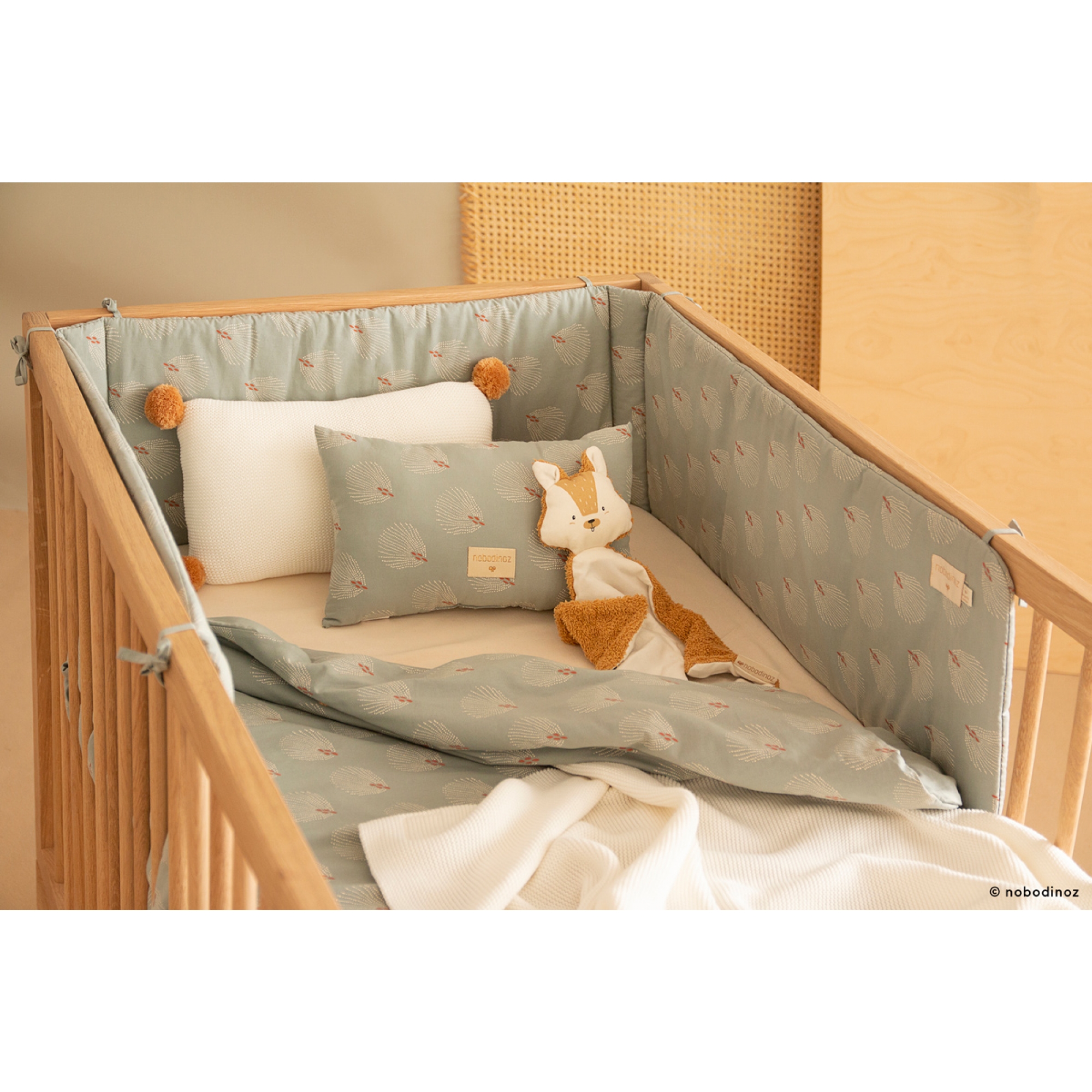 Nobodinoz Tour De Lit Nest White Gatsby Antique Green Made In Bebe